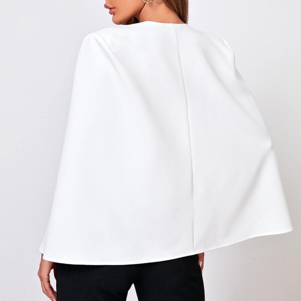 Classic White cape office Work Minimalist Blazer - Picture 5 of 7